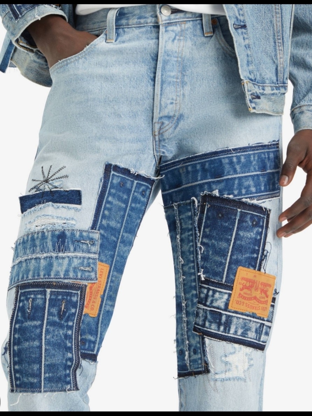 New Levi's Premium 501 Original Fit Special Patch Work Men's Classic Jeans 31x32